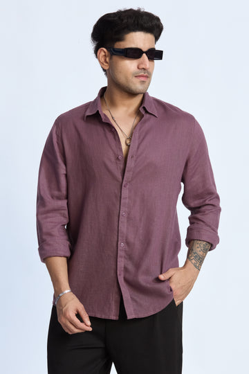 DARK MAUVE LINEN BLEND SHIRT