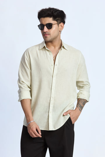 TEA GREEN LINEN BLEND SHIRT