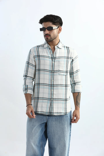 XKIND BLUE CHECKS REGULAR FIT SHIRT
