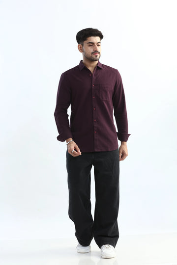 PURPLE TEXTURED SLIM FIT SHIRT