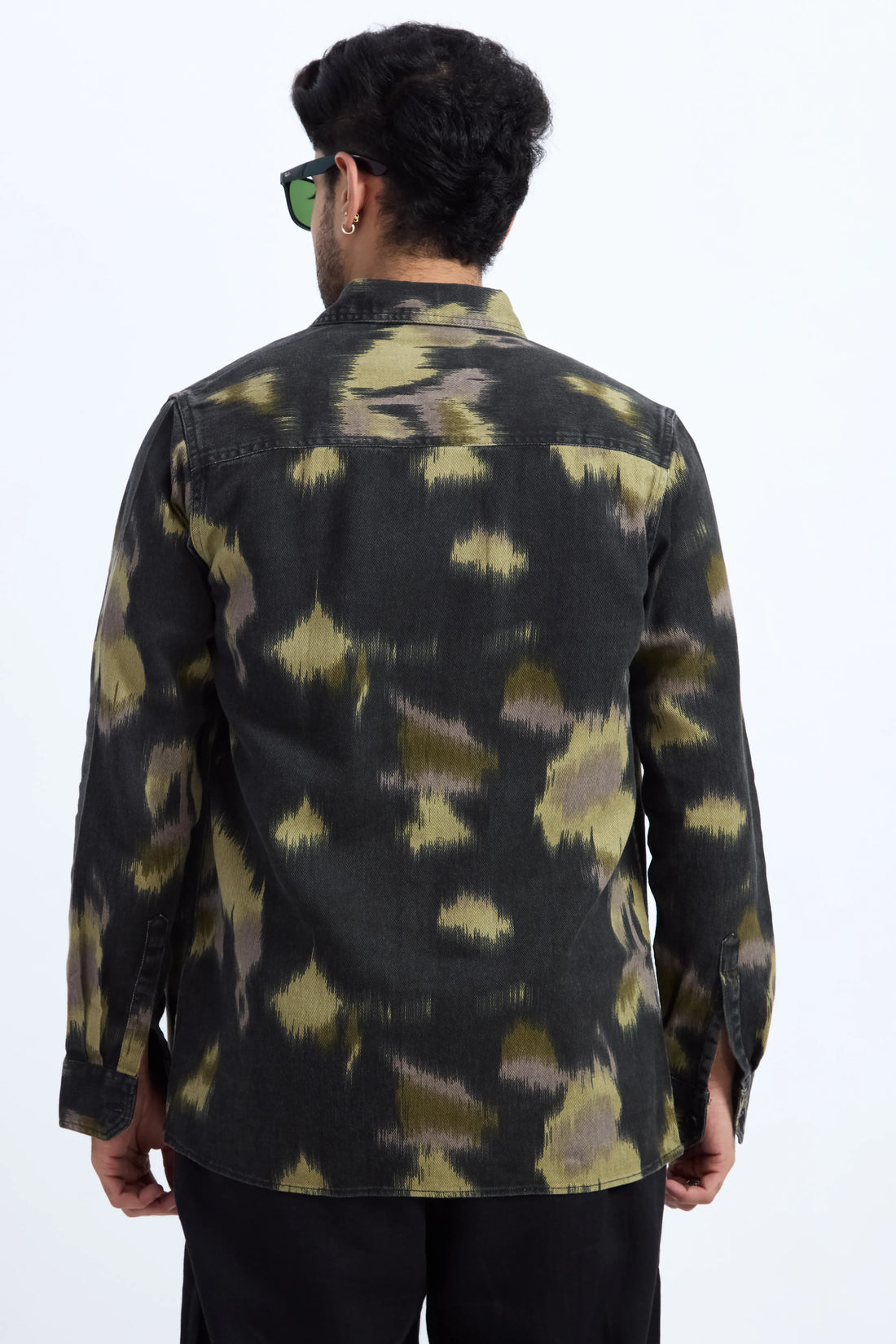 XKIND LIGHT GREEN PRINTED DENIM SHACKET