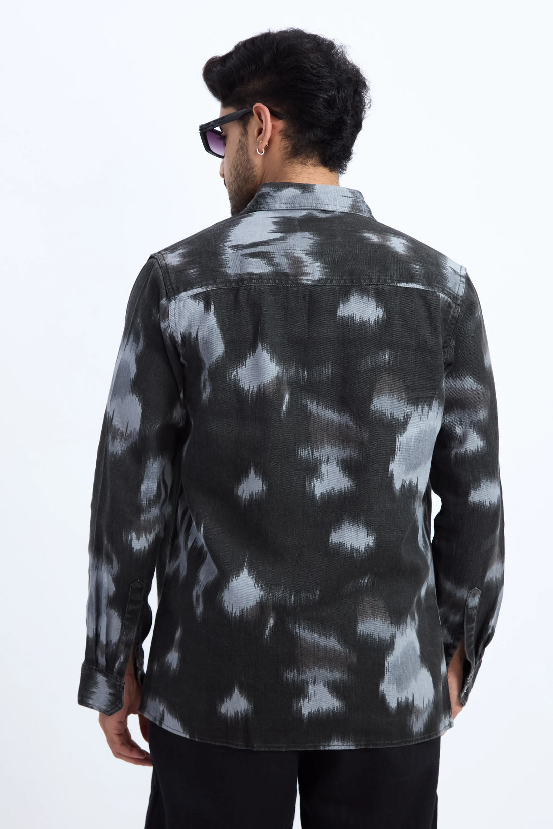 XKIND LIGHT BLUE PRINTED DENIM SHACKET