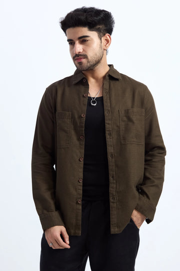 XKIND OLIVE GREEN REGULAR FIT SHACKET