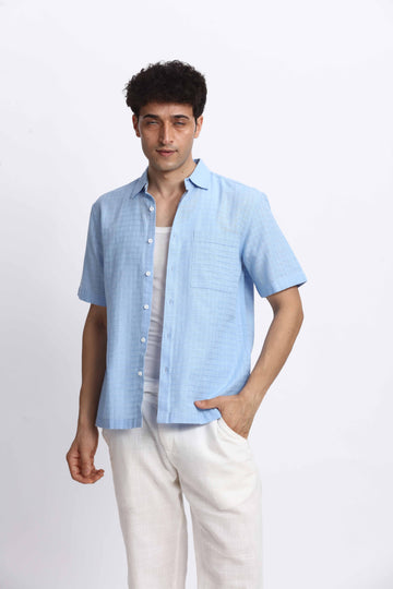 PASTEL BLUE RELAXED BOXY SHIRT