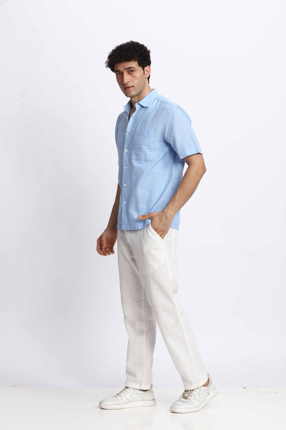 PASTEL BLUE RELAXED BOXY SHIRT