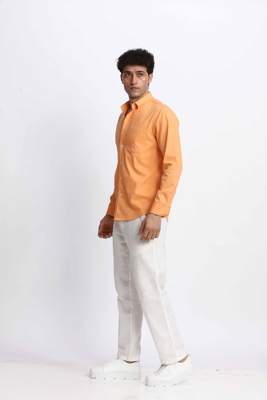 ORANGE POPLIN REGULAR FIT SHIRT