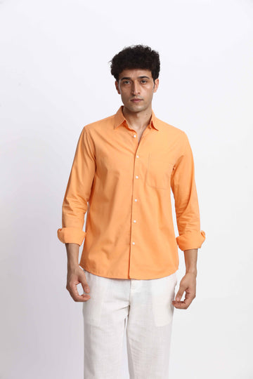 ORANGE POPLIN REGULAR FIT SHIRT