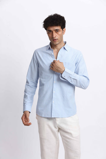 LIGHT BLUE SEERSUCKER REGULAR FIT SHIRT