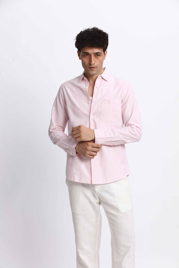 LIGHT PINK SEERSUCKER REGULAR FIT SHIRT