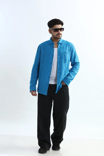100% PURE LINEN BUTTON DOWN CASUAL SHIRT
