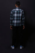 NAVY BLUE FLANNEL CHECKS REGULAR FIT SHIRT - XKIND