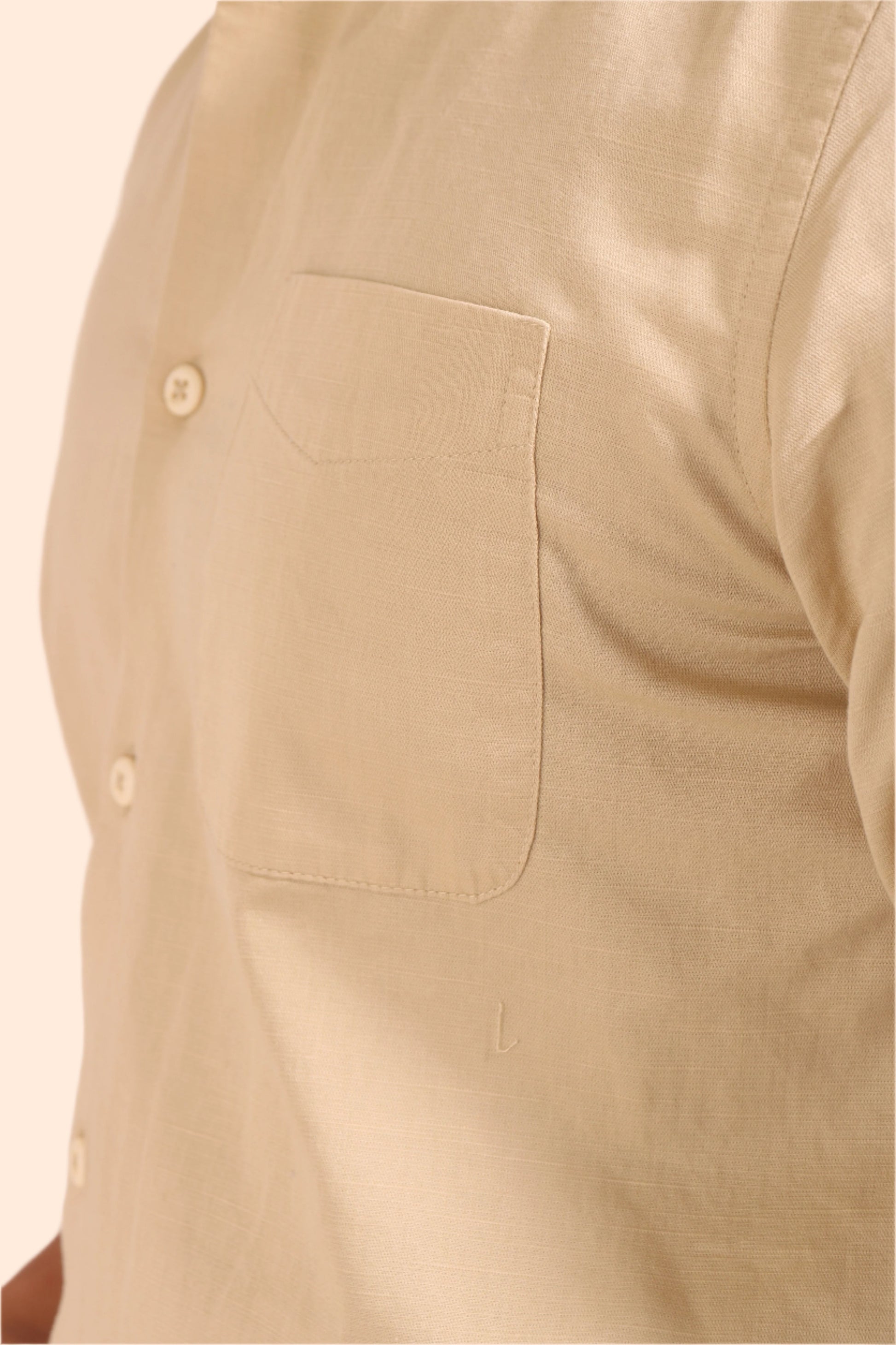 BEIGE SLUB SATIN SLIM FIT SHIRT - XKIND