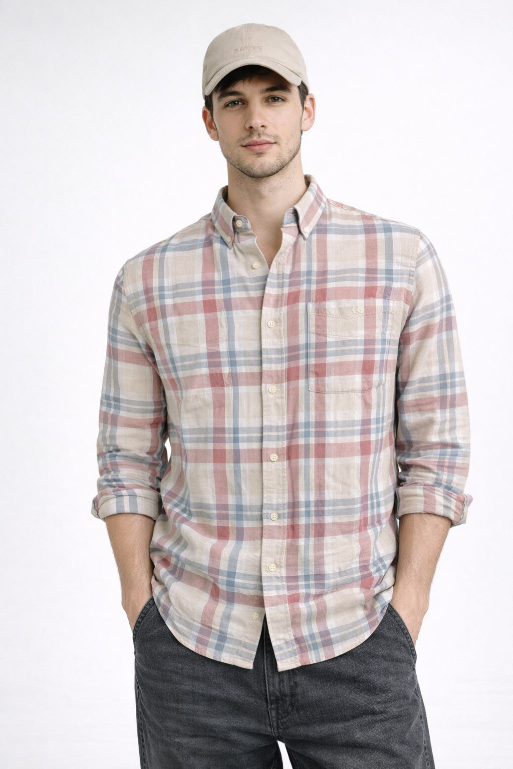 MAUVE CHECKS REGULAR FIT CASUAL SHIRT