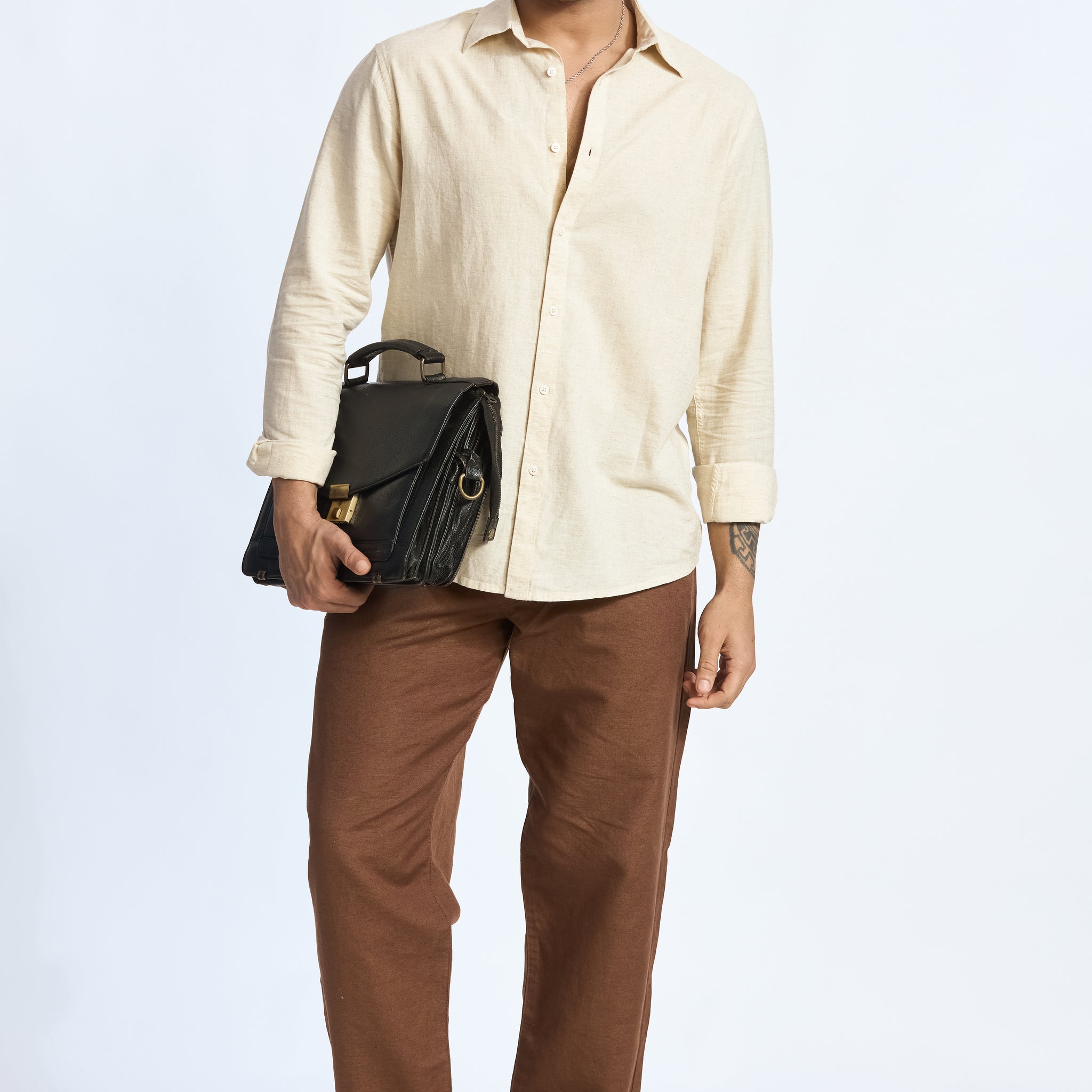 BEIGE LINEN BLEND SHIRT