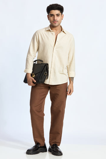 BEIGE LINEN BLEND SHIRT