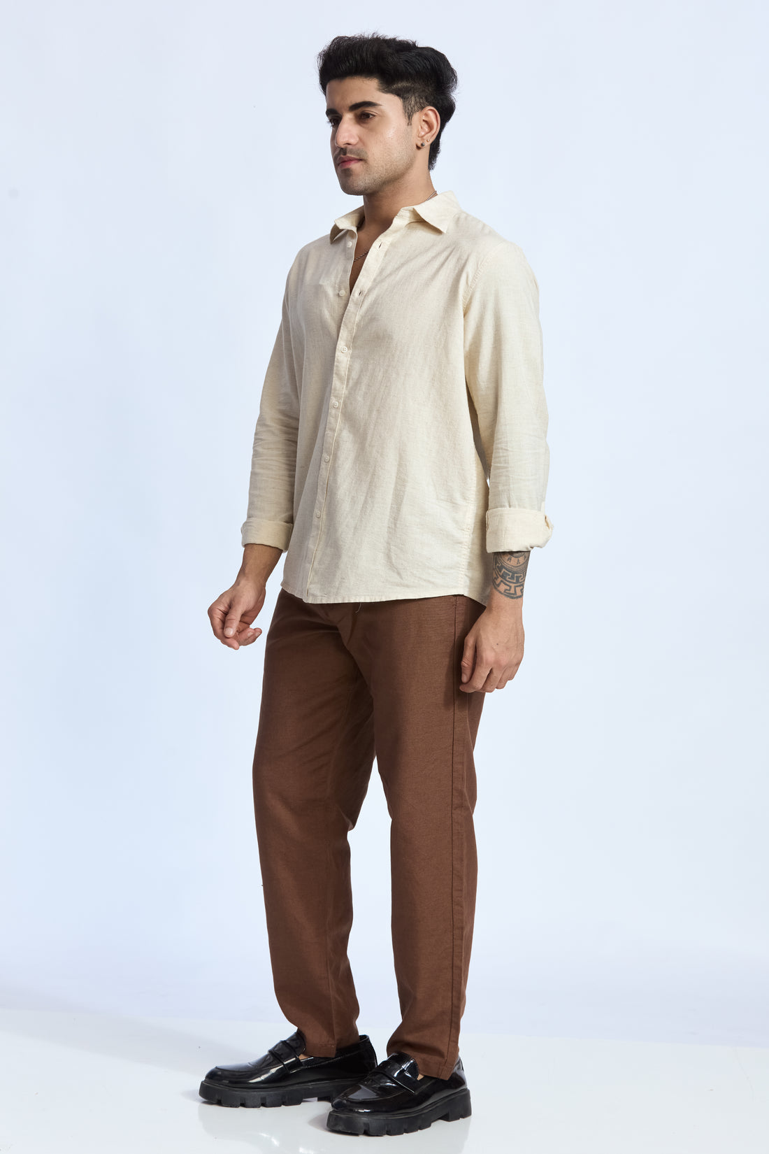 BEIGE LINEN BLEND SHIRT
