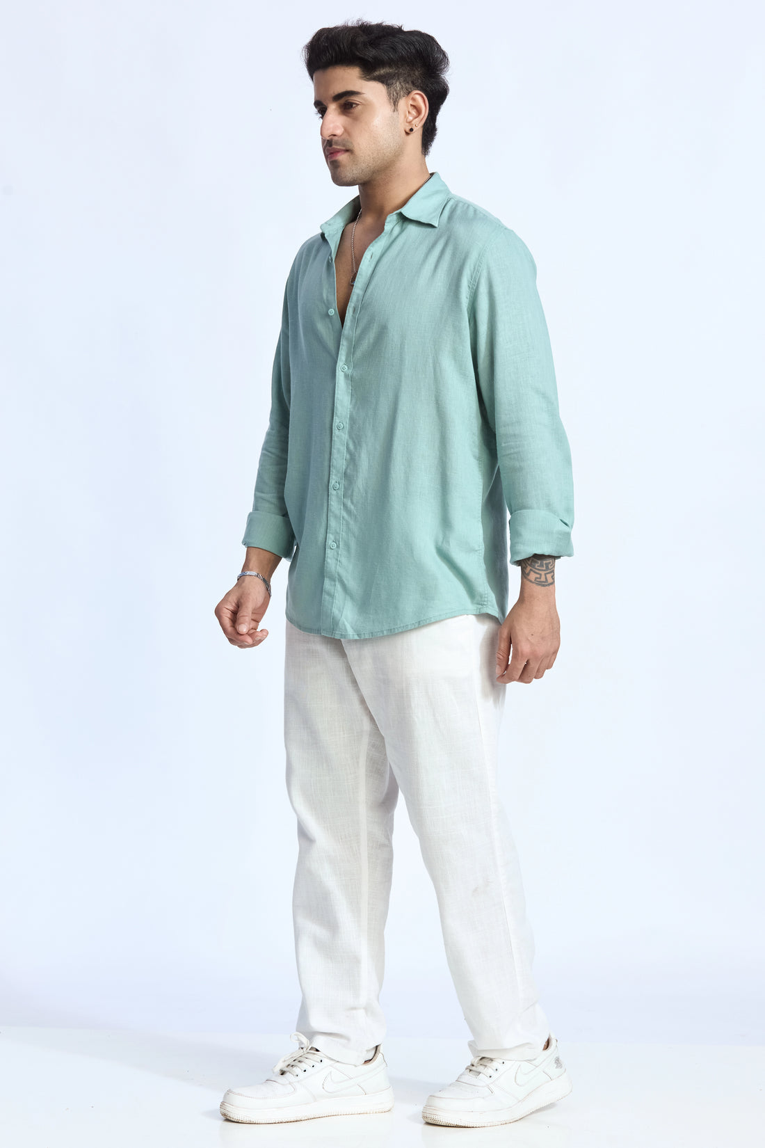 MINT GREEN LINEN BLEND SHIRT