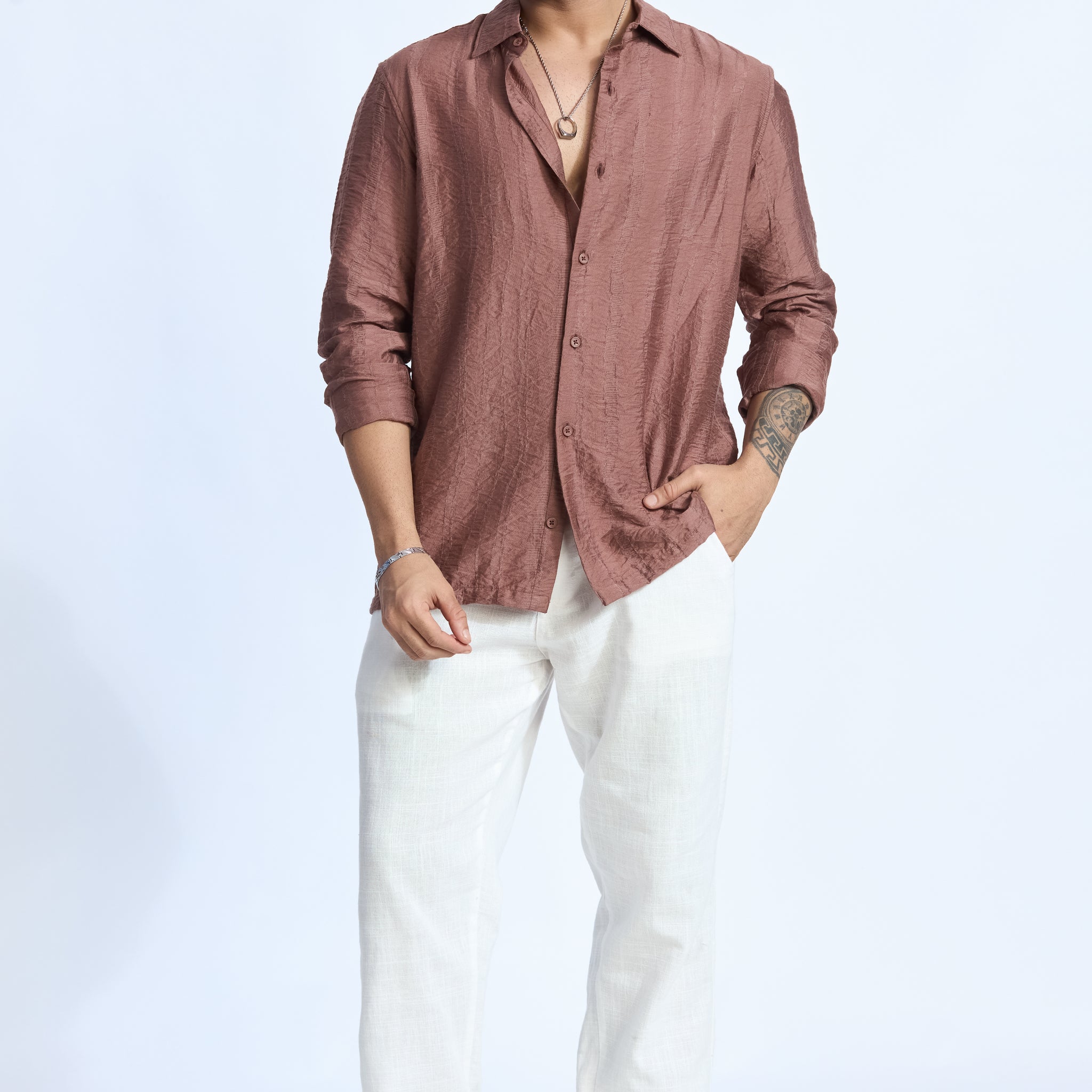 MUD JACQUARD FLOWING SHIRT