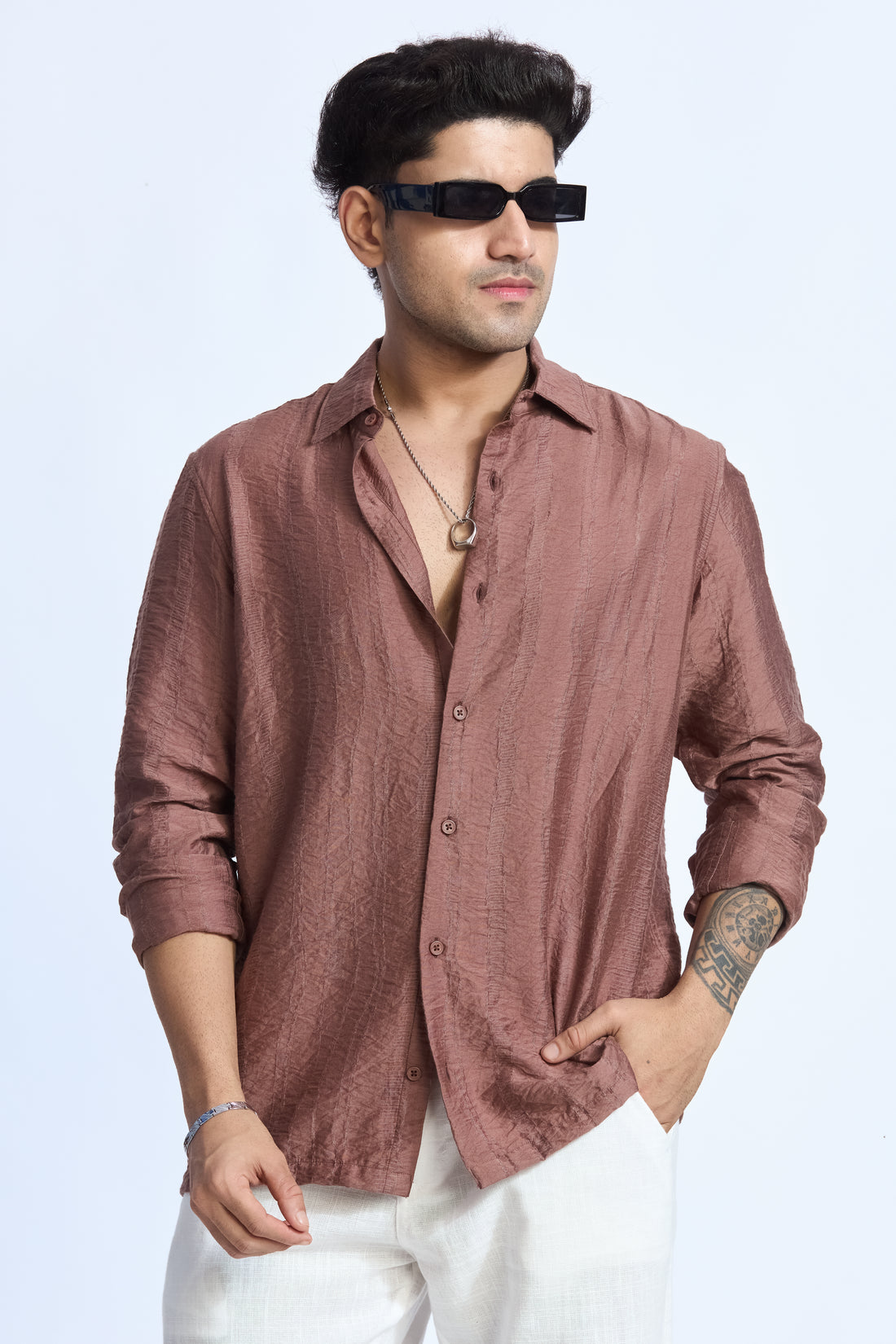 MUD JACQUARD FLOWING SHIRT
