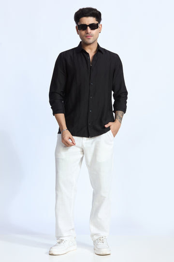 BLACK JACQUARD FLOWING SHIRT