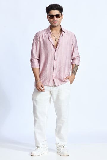 SOFT PINK JACQUARD FLOWING SHIRT