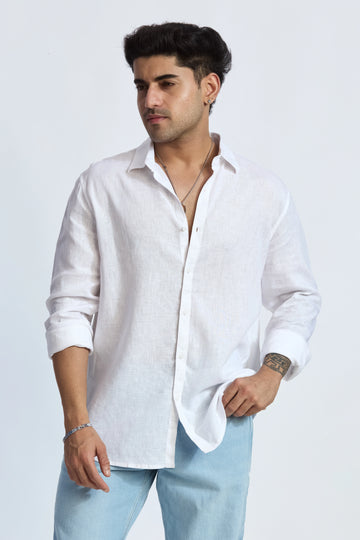 WHITE LINEN BLEND SHIRT