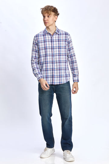 WHITE  STRIPE REGULAR FIT SHIRT