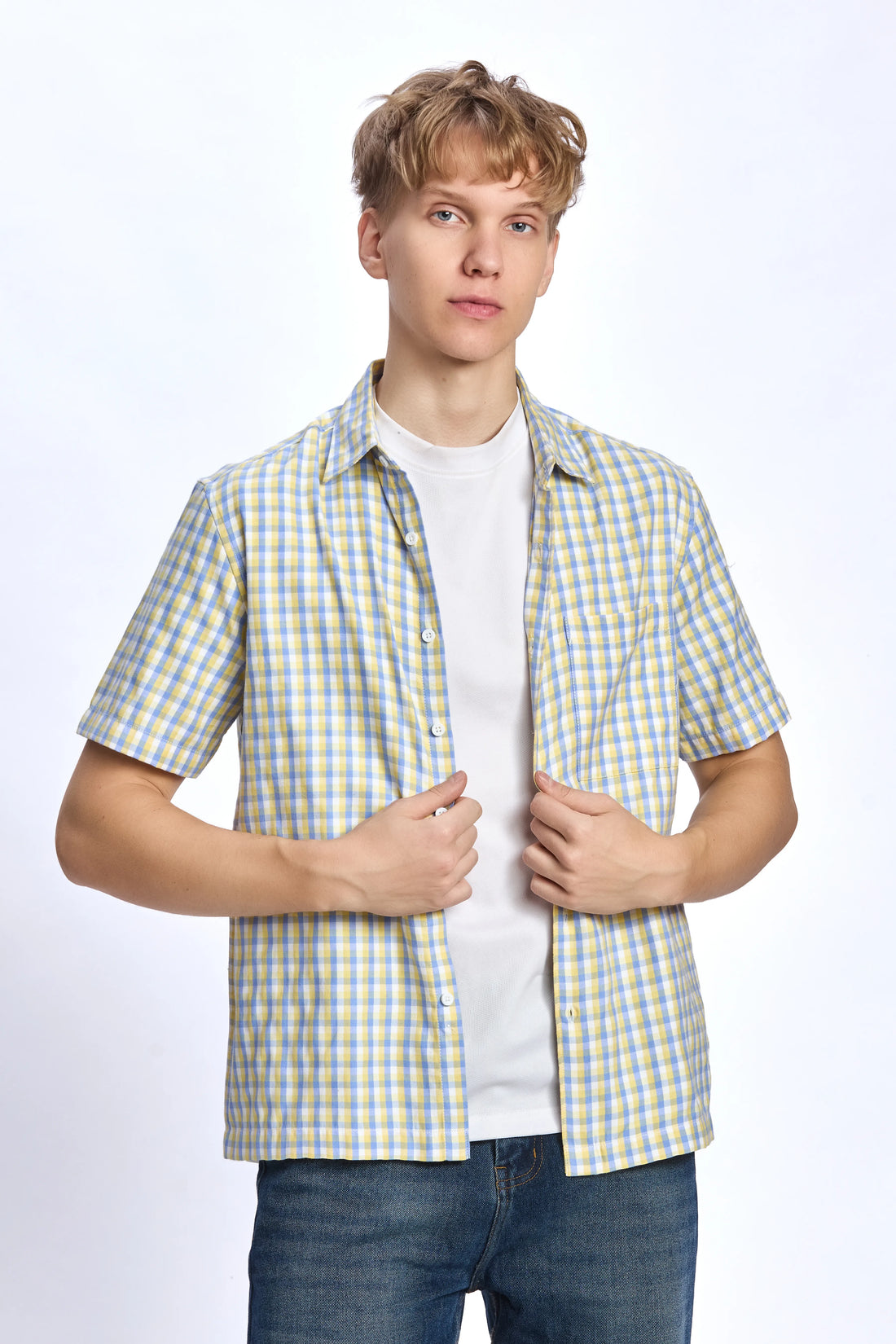 YELLOW  BOXY FIT CHEAKS  SHIRT