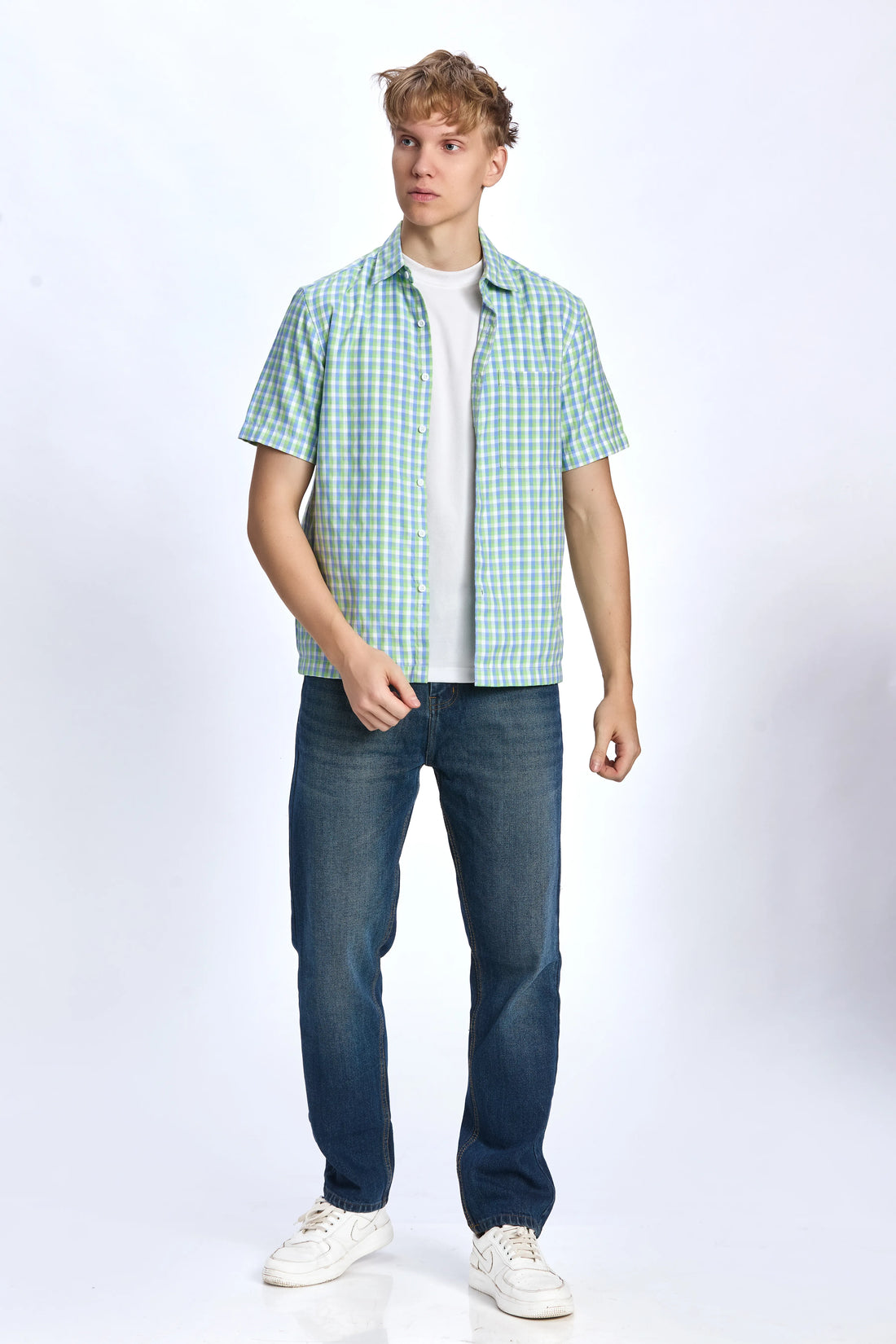 WHITE  BOXY FIT CHEAKS  SHIRT