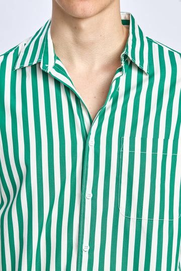 GREEN STRIPE REGULAR FIT SHIRT