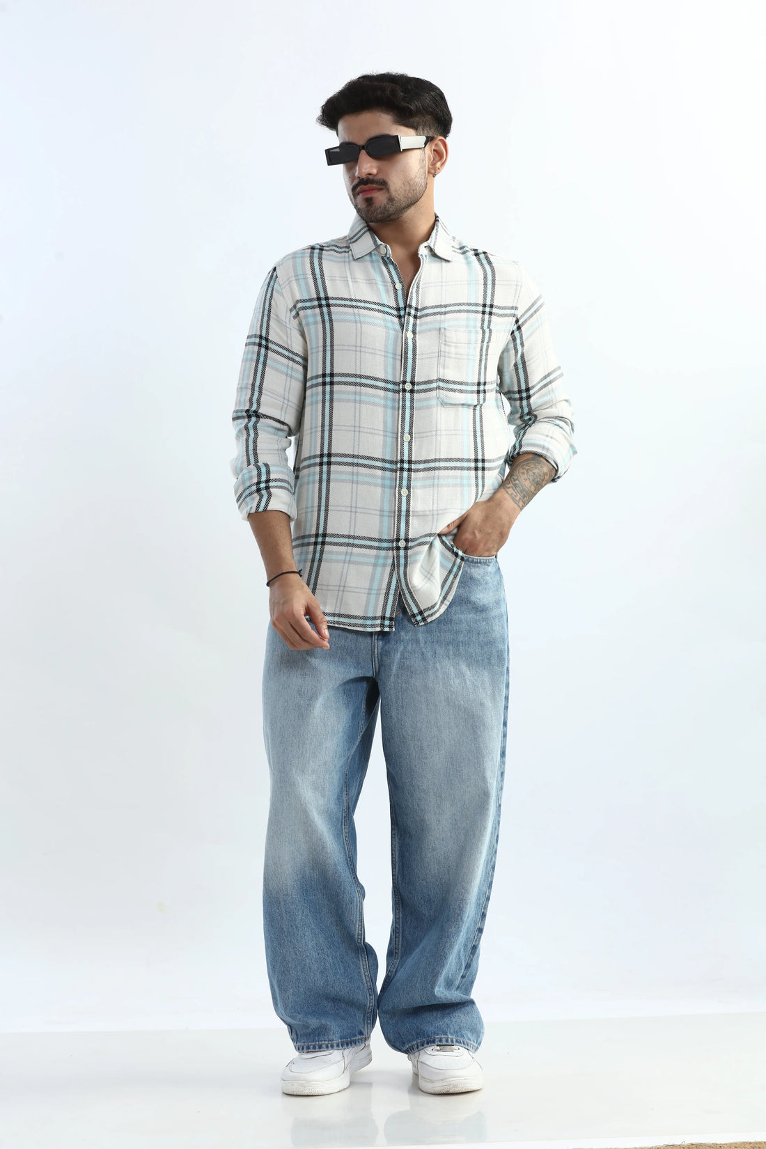 XKIND BLUE CHECKS REGULAR FIT SHIRT