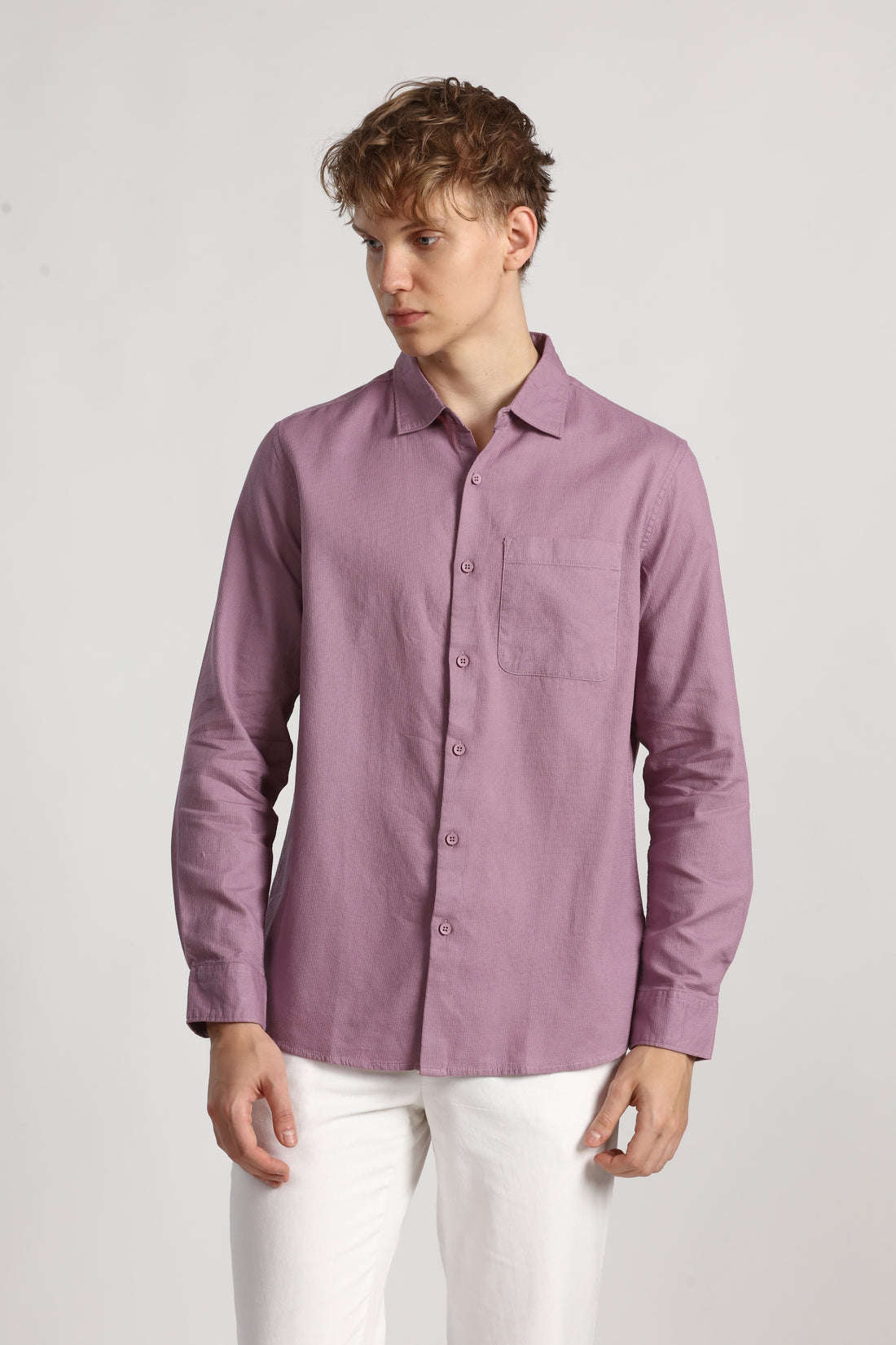 LAVENDER TEXTURED REGULAR FIT SHIRT
