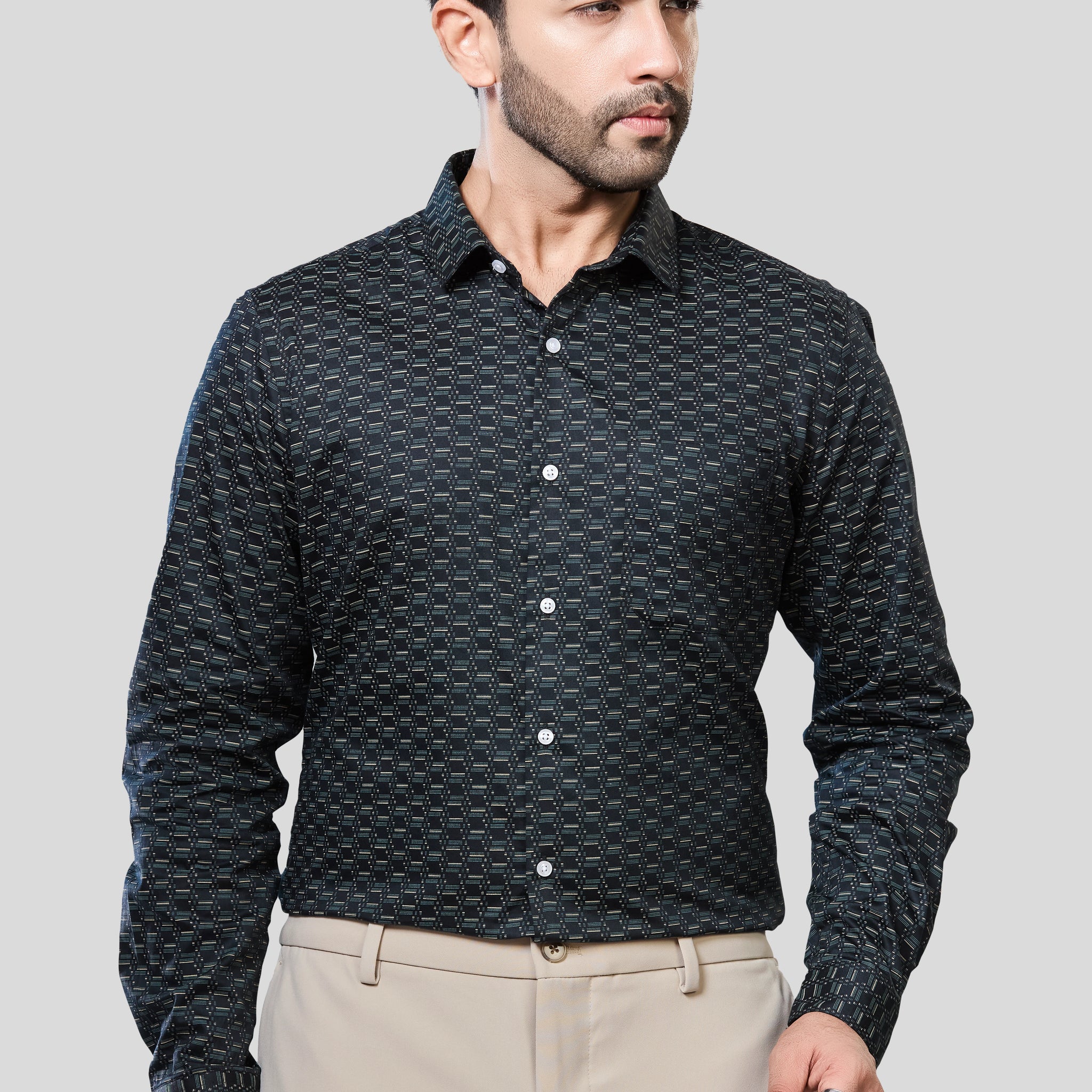 Jonesburg Men's Printed Slim Fit Formal Shirt