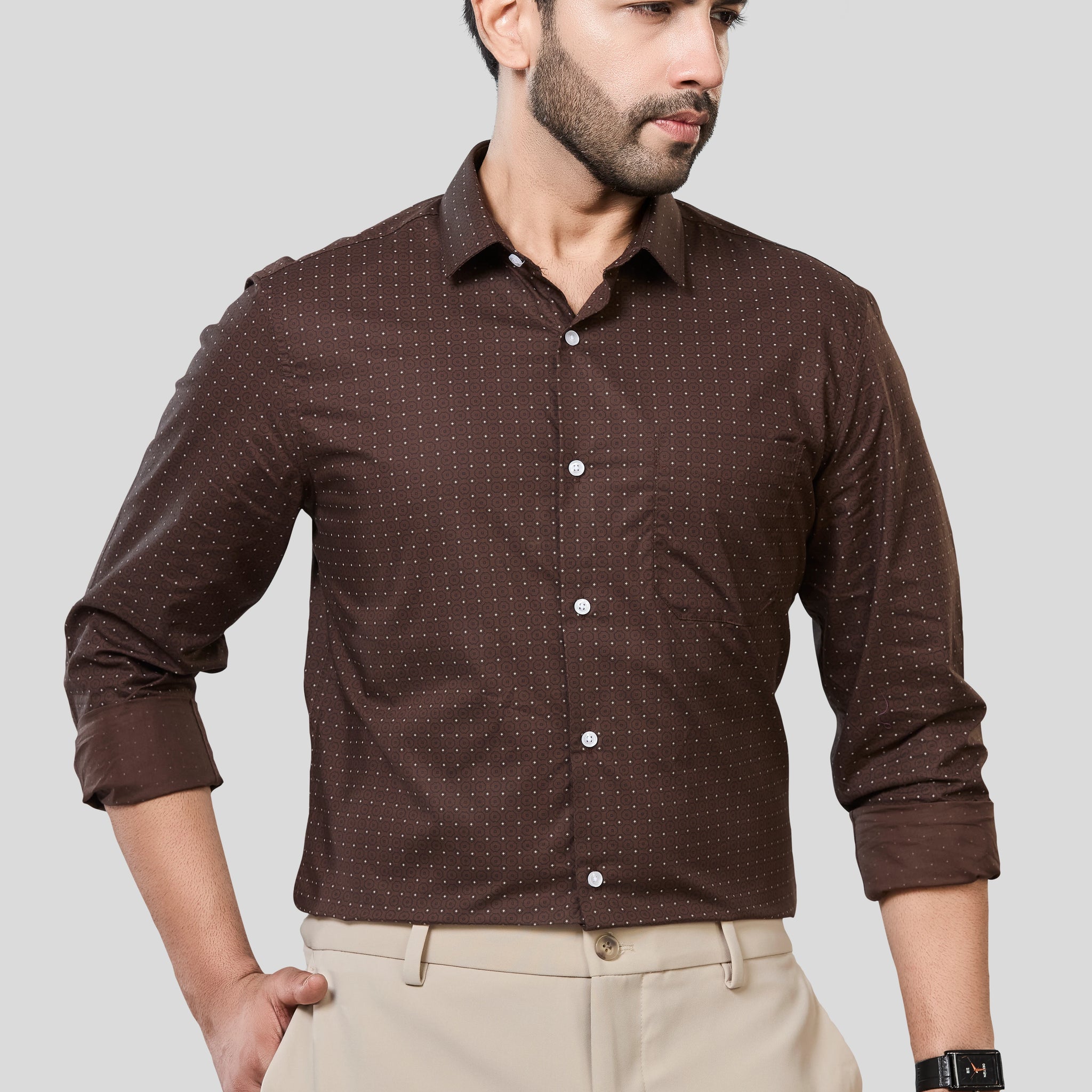 Jonesburg Men's Printed Slim Fit Formal Shirt