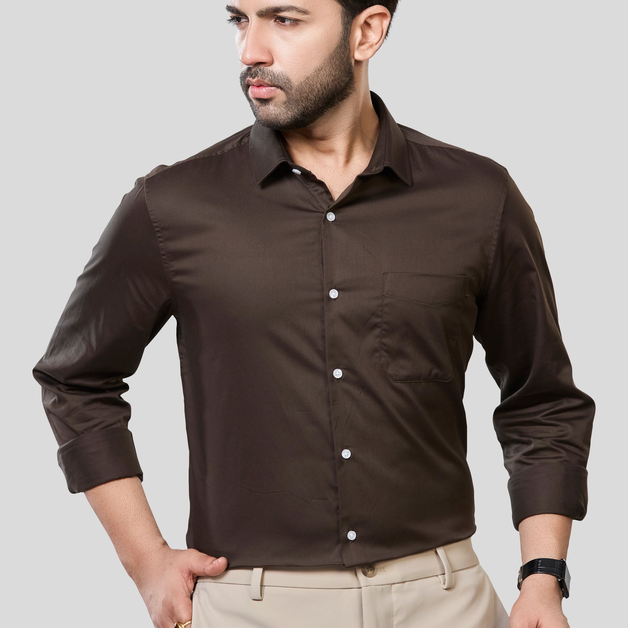 Jonesburg Men's Solid Slim Fit Formal Shirt