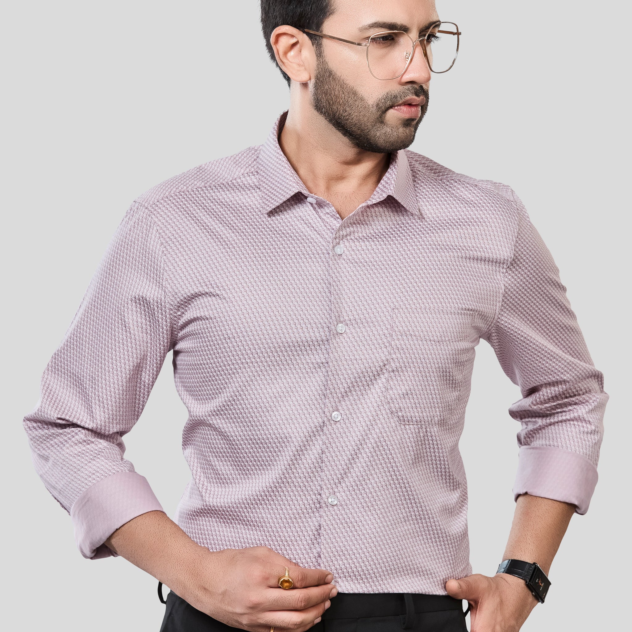 Jonesburg Men's Printed Slim Fit Formal Shirt