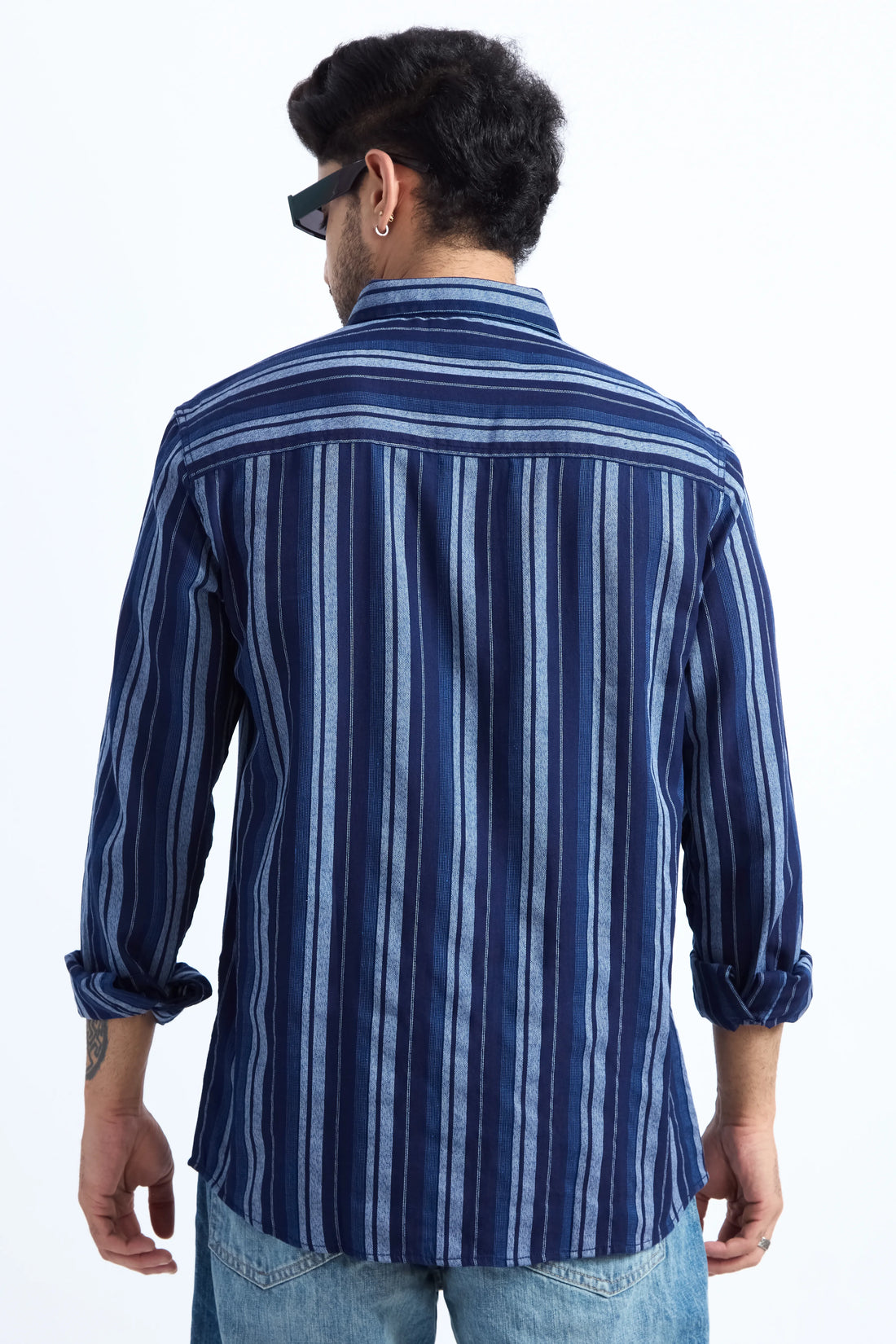 JONESBURG MEN'S INDIGO STRIPES REGULAR FIT SHIRT