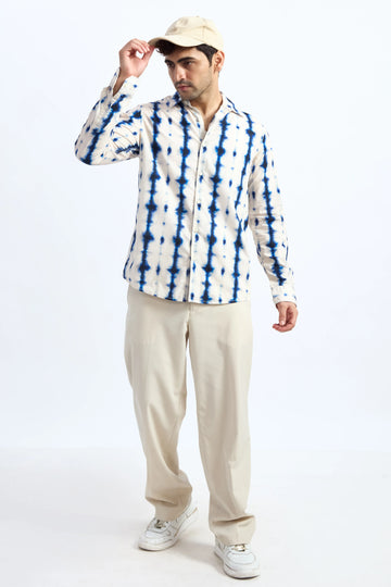 LIGHT BLUE PRINTED REGULAR FIT TENCEL SHIRT