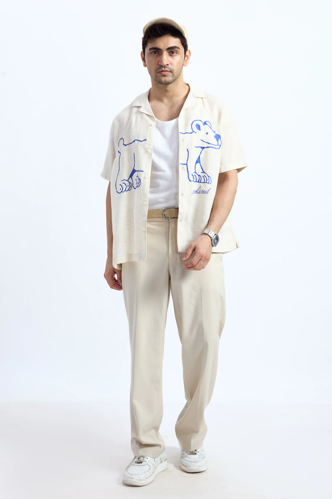 LAZY DOG LINEN BLEND PRINTED CUBAN SHIRT