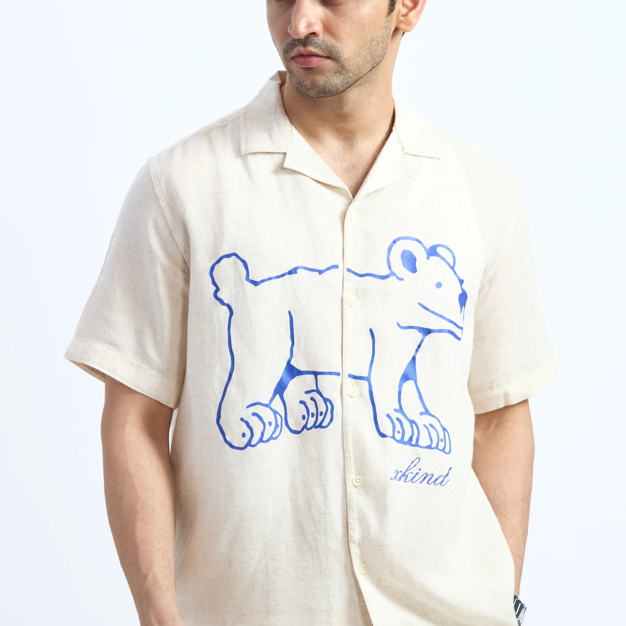 LAZY DOG LINEN BLEND PRINTED CUBAN SHIRT