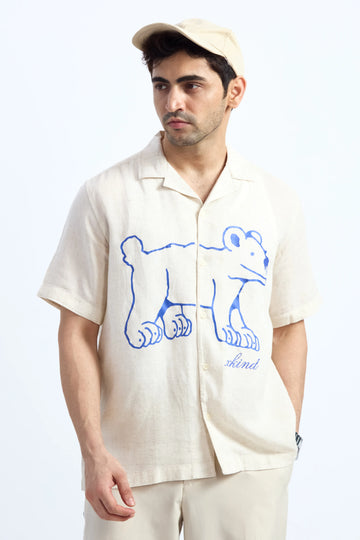 LAZY DOG LINEN BLEND PRINTED CUBAN SHIRT
