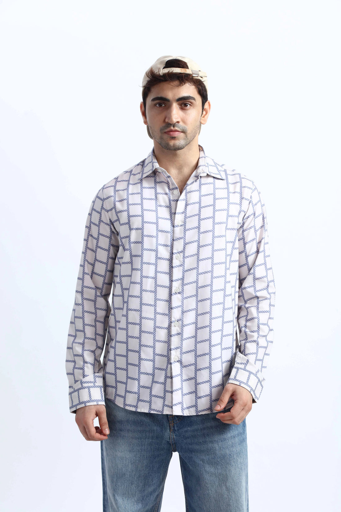 PURPLE CHAIN TENCEL PRINTED REGULAR FIT SHIRT