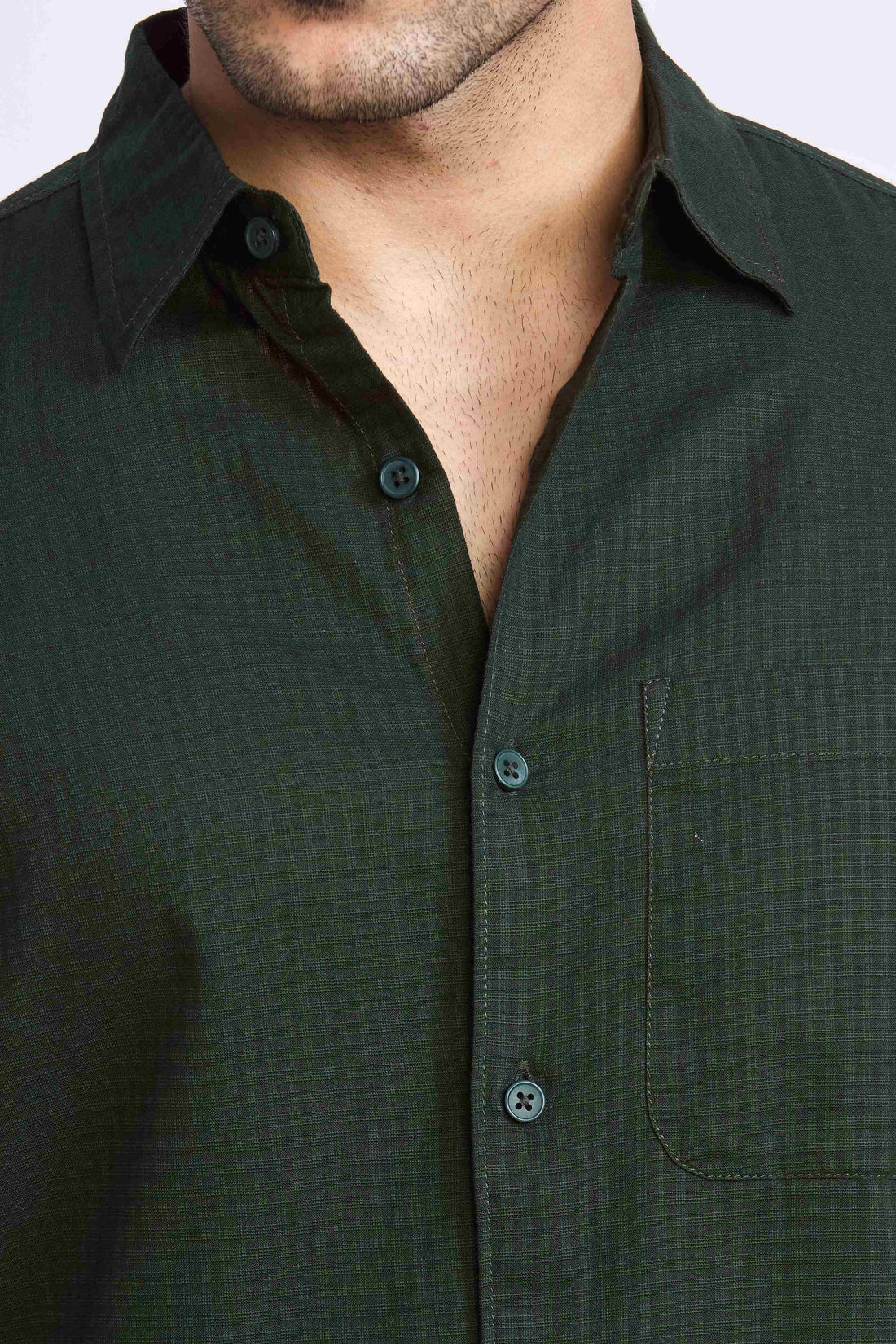 BOTTLE GREEN XKIND CROPPED FIT COTTON CHECK SHIRT