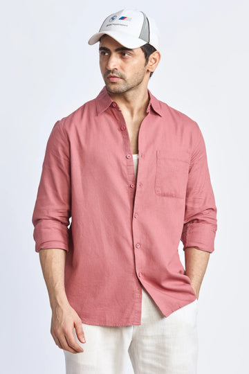 PEACH CROPPED FIT TEXTURED SHIRT