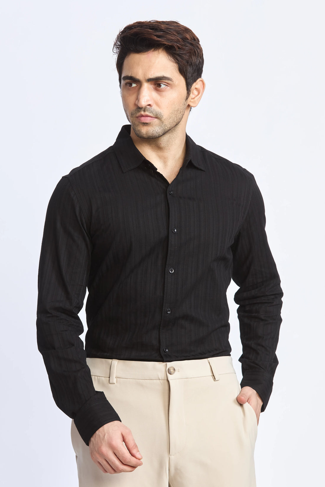 JONESBURG BLACK  SLIM FIT FORMAL SHIRT