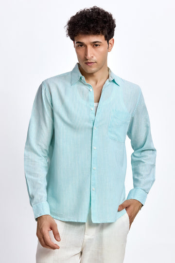 LIGHT BLUE STRIPE  REGULAR FIT SHIRT