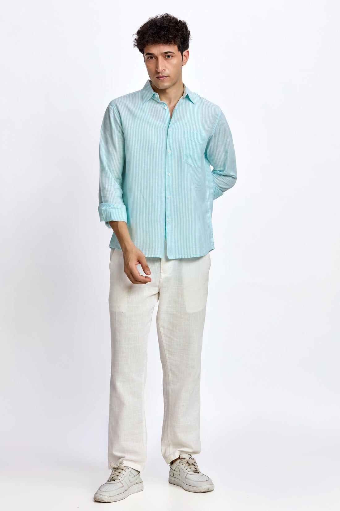 LIGHT BLUE STRIPE  REGULAR FIT SHIRT