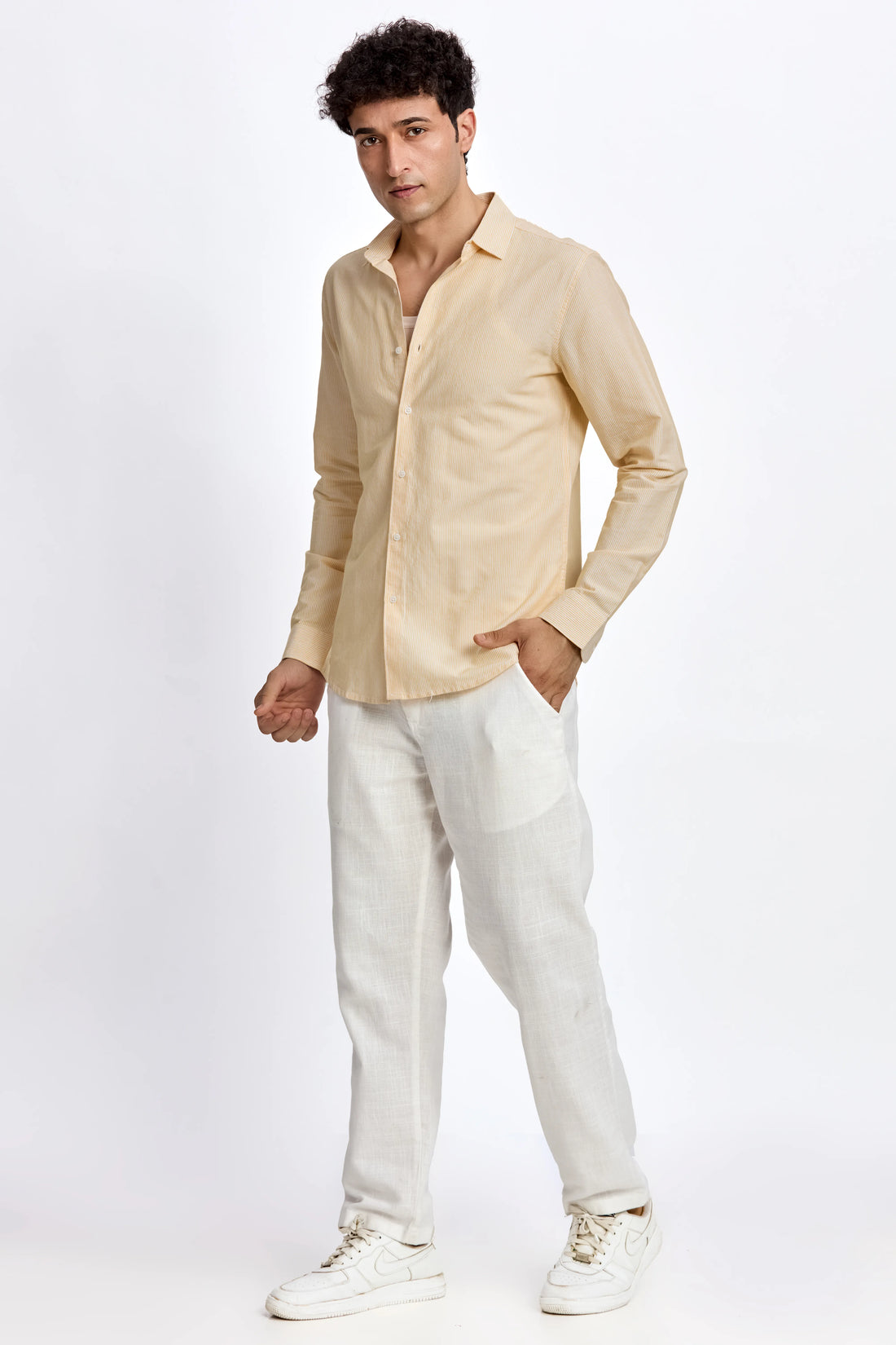 YELLOW STRIPE REGULAR FIT SHIRT