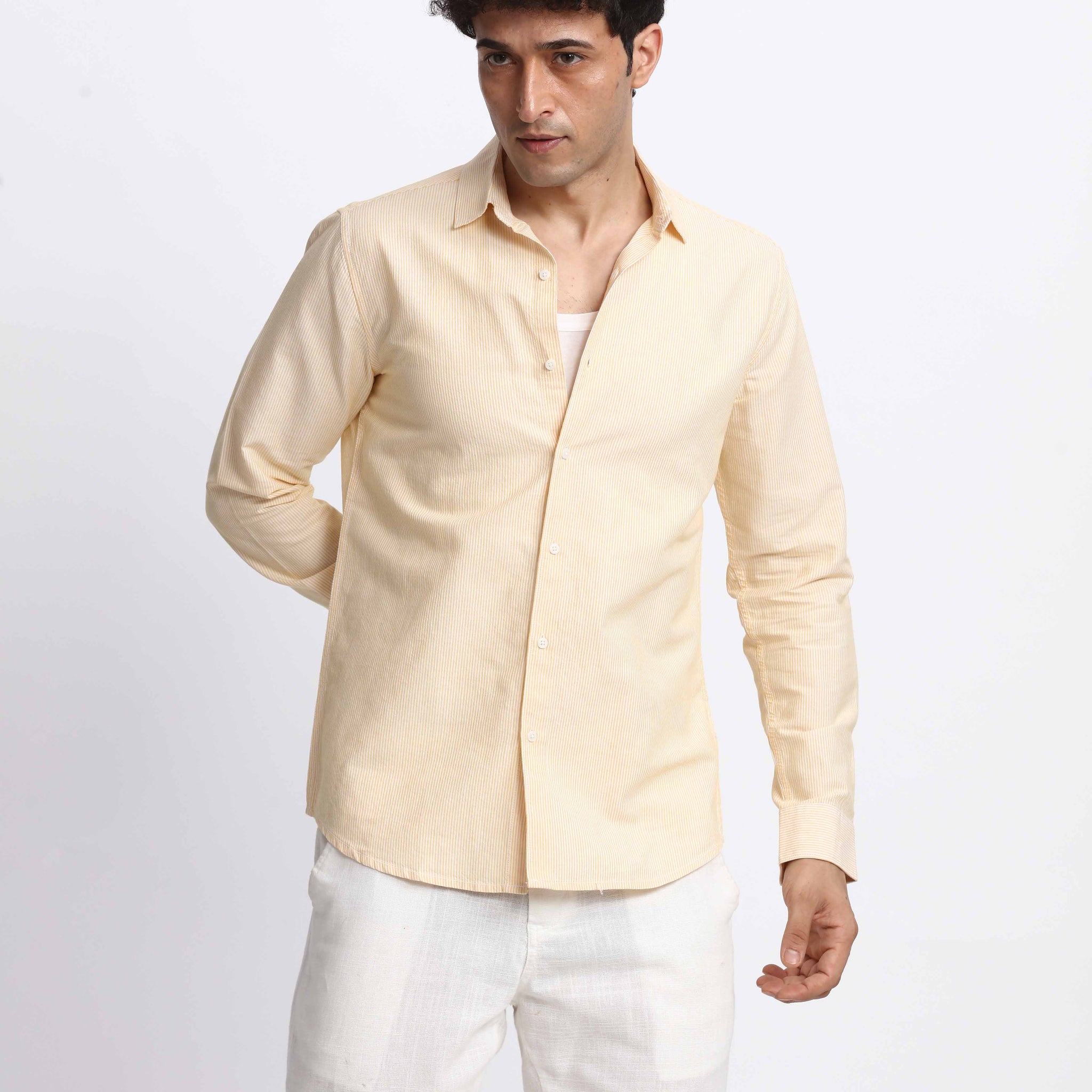 PASTEL YELLOW PINSTRIPE SHIRT
