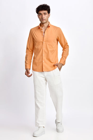 ORANGE POPLIN  REGULAR FIT SHIRT